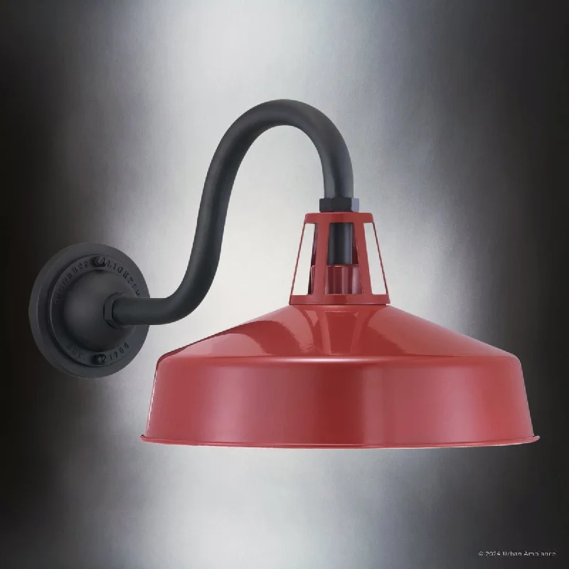 Durable Industrial Lighting for Harsh EnvironmentsUHP1504 Industrial Outdoor Wall Sconce, 11-1/4''H x 21-5/8"W x 13-1/4''D, Red Finish, Gary Collection Durable Industrial Lighting for Harsh EnvironmentsUHP1504 Industrial Outdoor Wall Sconce, 11-1/4''H x 21-5/8"W x 13-1/4''D, Red Finish, Gary Collection