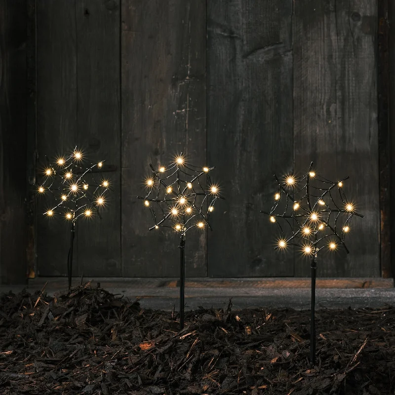 Waterproof String Lights for Patio DecorSet of 3 Spider Web LED Stake Lights