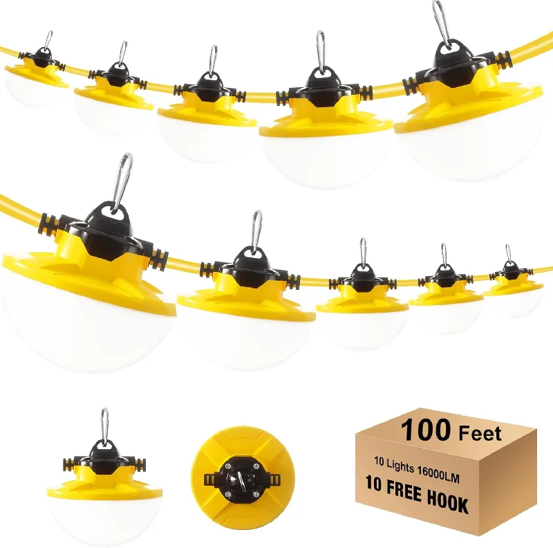 Industrial Lighting for Chemical Plants130W LED Construction String Lights 100FT 16000LM 2 Prong Industrial Lighting for Chemical Plants130W LED Construction String Lights 100FT 16000LM 2 Prong