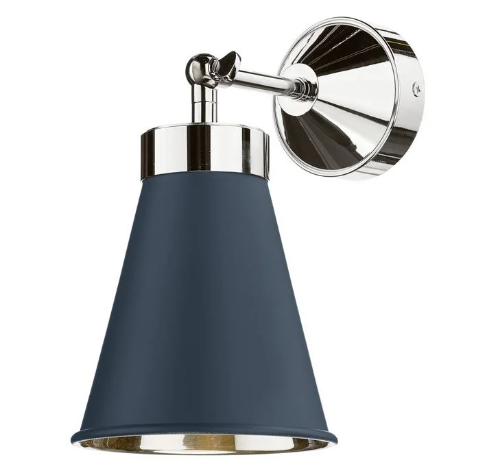 mid - century modern wall lamps with iconic shapes for a stylish studyHyde Chrome and Blue Single Wall Light - ID 10115 mid - century modern wall lamps with iconic shapes for a stylish studyHyde Chrome and Blue Single Wall Light - ID 10115