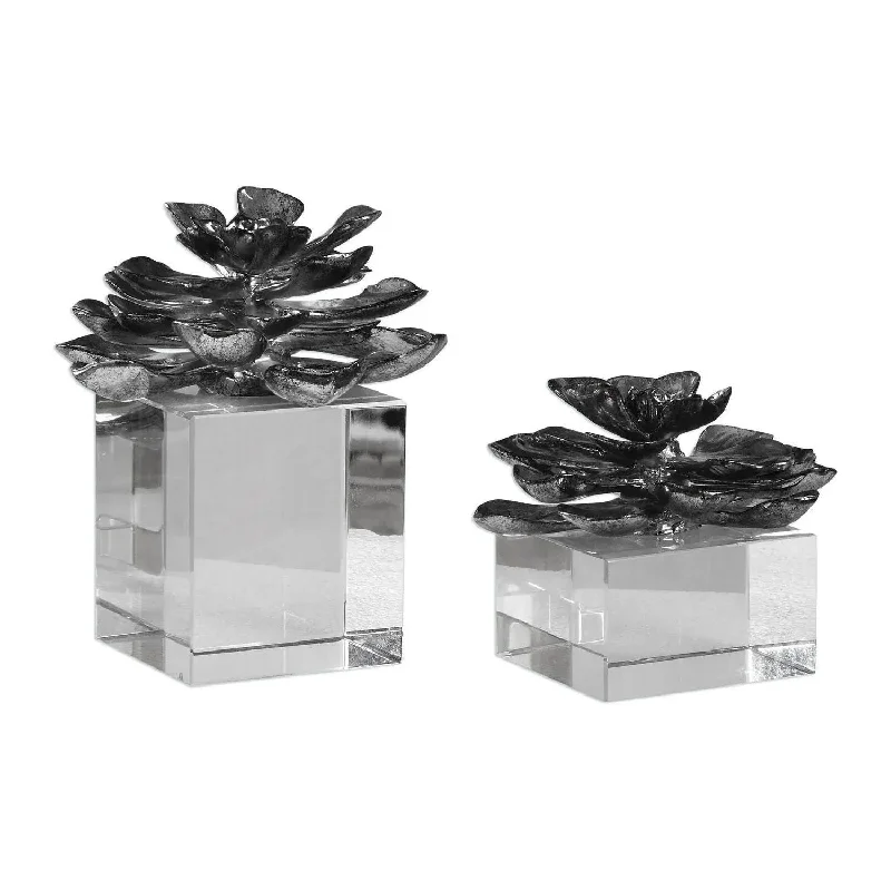 Indian Lotus Sculpture, Set/2