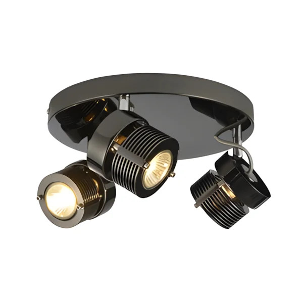 Pedro 3Lt Round Plate Spotlight - Black Chrome