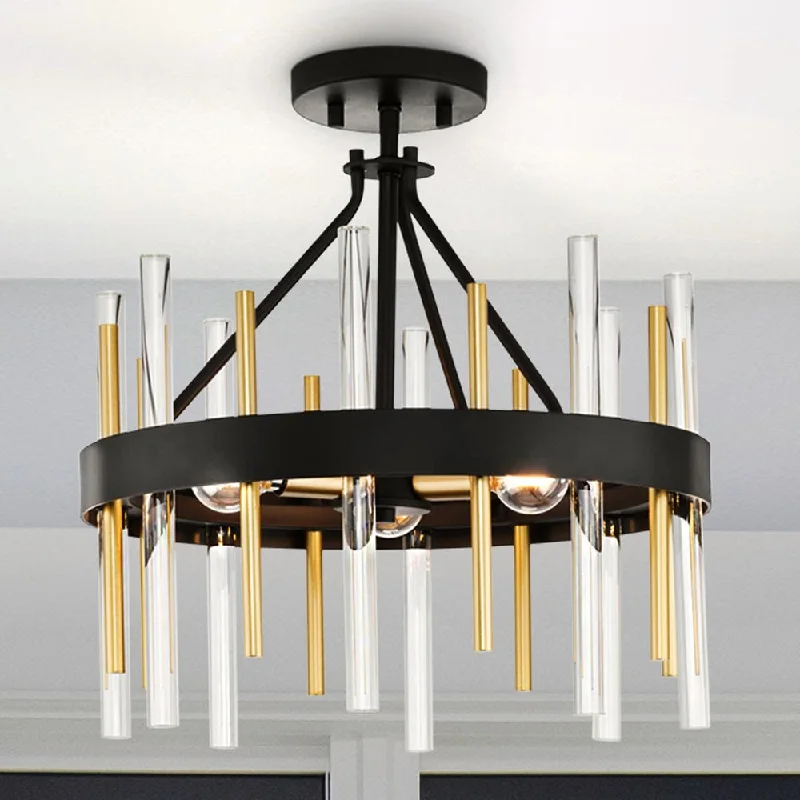 Durable Industrial Lighting for Harsh EnvironmentsUHP4760 Transitional Indoor Ceiling Light, 16-1/2''H x 16"W x 16''D, Matte Black Finish, Patrai Collection