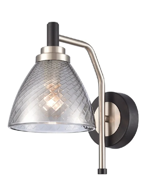 victorian style wall lamps with intricate metalwork for traditional entrywaysMET Matt Black & Satin Nickel Wall Light With Smoked Glass - ID 13289 victorian style wall lamps with intricate metalwork for traditional entrywaysMET Matt Black & Satin Nickel Wall Light With Smoked Glass - ID 13289