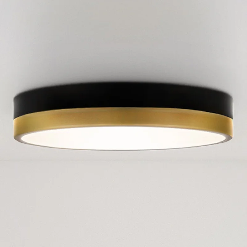 Industrial Lighting for Textile MillsUQL5152 Industrial Indoor Ceiling Light, 2.00''H x 11.00''W x 11.00''D, Matte Black Gold Finish, Minot Collection Industrial Lighting for Textile MillsUQL5152 Industrial Indoor Ceiling Light, 2.00''H x 11.00''W x 11.00''D, Matte Black Gold Finish, Minot Collection