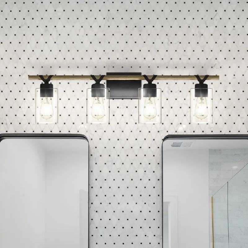Energy - Efficient Industrial Lighting for Cost - SavingsUQL4690 Modern Farmhouse Indoor Bath Light, 8.50''H x 32.00''W x 5.75''D, Matte Black Finish, Towner Collection Energy - Efficient Industrial Lighting for Cost - SavingsUQL4690 Modern Farmhouse Indoor Bath Light, 8.50''H x 32.00''W x 5.75''D, Matte Black Finish, Towner Collection
