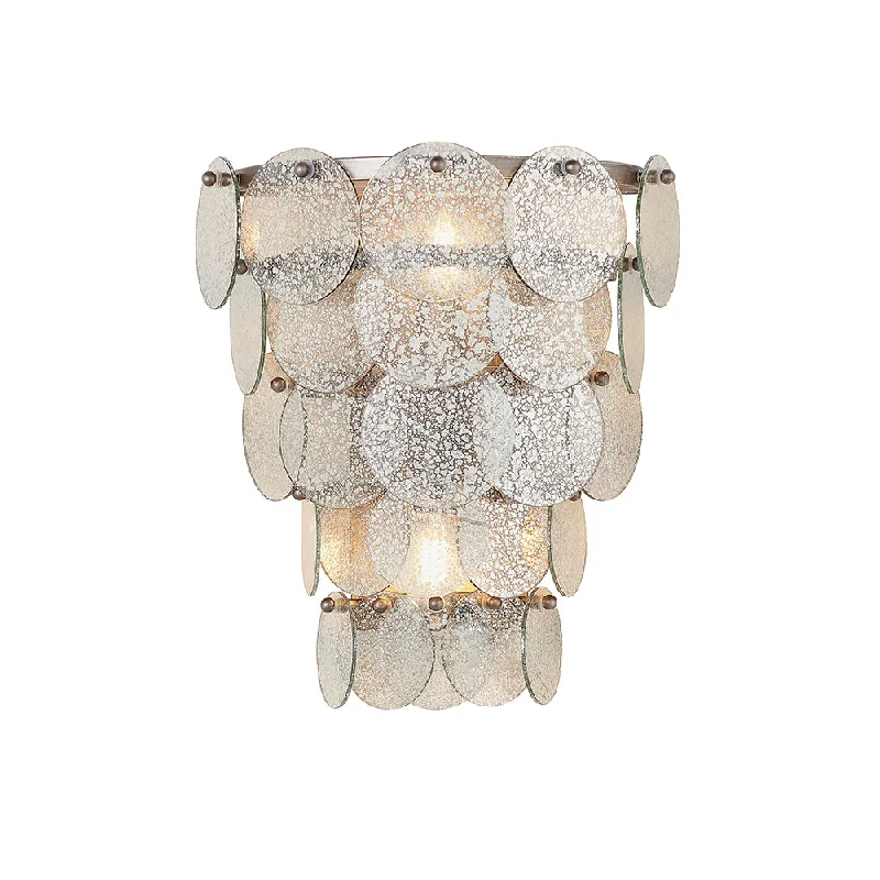 metal wall lamps with a matte black finish for a sleek and modern lookTiered Wall Light with Mercury Effect Glass & Antique Silver Finish Metalwork - ID 11125 metal wall lamps with a matte black finish for a sleek and modern lookTiered Wall Light with Mercury Effect Glass & Antique Silver Finish Metalwork - ID 11125