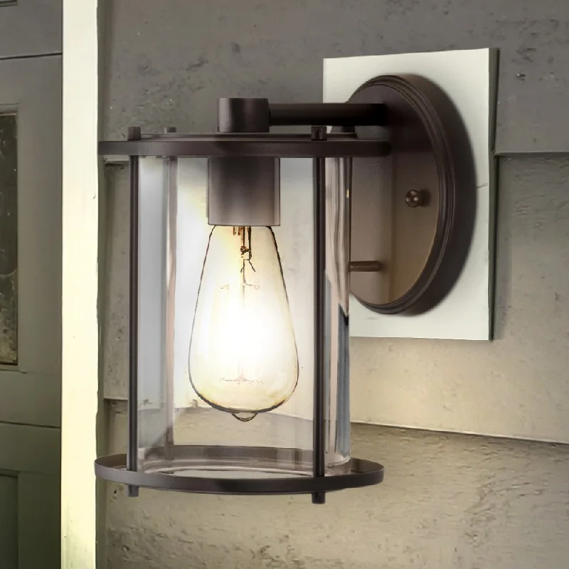 Industrial Lighting for Printing Press FacilitiesUHP1525 Farmhouse Outdoor Wall Sconce, 9-1/2''H x 7-3/4"W x 6-1/2''D, Antique Bronze Finish, Bankstown Collection Industrial Lighting for Printing Press FacilitiesUHP1525 Farmhouse Outdoor Wall Sconce, 9-1/2''H x 7-3/4"W x 6-1/2''D, Antique Bronze Finish, Bankstown Collection