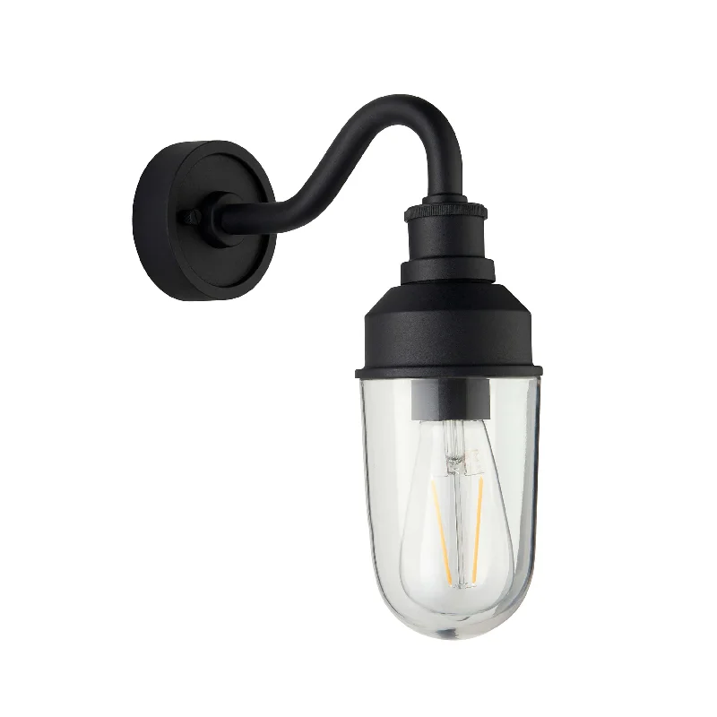 ceramic wall lamps with hand - painted designs for an artistic touchTextured Black Curved Arm Wall Light With Clear Glass - ID 12496 ceramic wall lamps with hand - painted designs for an artistic touchTextured Black Curved Arm Wall Light With Clear Glass - ID 12496
