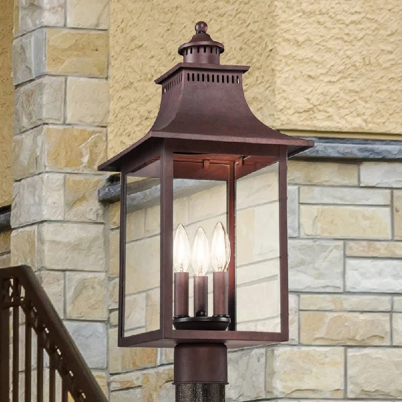 Industrial Lighting for Chemical PlantsUQL1756 Vintage Outdoor Post Light, 21.75''H x 10.00''W x 10.00''D, Copper Bronze Finish, Viersen Collection Industrial Lighting for Chemical PlantsUQL1756 Vintage Outdoor Post Light, 21.75''H x 10.00''W x 10.00''D, Copper Bronze Finish, Viersen Collection