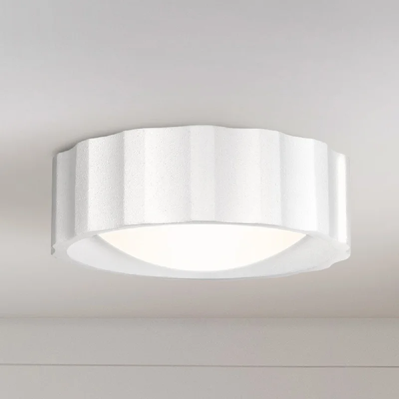 Dimmable Industrial Lighting for Ambiance ControlUQL5620 Minimalist Indoor Ceiling Light, 5''H x 15''W x 15''D, Textured White Finish, Hankinson Collection Dimmable Industrial Lighting for Ambiance ControlUQL5620 Minimalist Indoor Ceiling Light, 5''H x 15''W x 15''D, Textured White Finish, Hankinson Collection