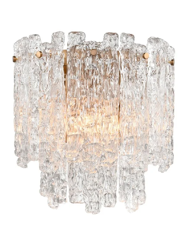 leather wall lamps with a distressed texture for a rugged and stylish lookICL Aged Brass & Ice Cubed 2 Light Refract Wall Light - ID 13233 leather wall lamps with a distressed texture for a rugged and stylish lookICL Aged Brass & Ice Cubed 2 Light Refract Wall Light - ID 13233