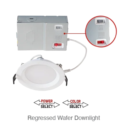 Recessed lights for game rooms to set the right moodCirca 6 Inch LED Slim Wafer Down Light, 1,220 Lumens, Wattage Selectable 10W/12W/14W, 120-277V, CCT Selectable: 2700K/3000K/3500K/4000K/5000K