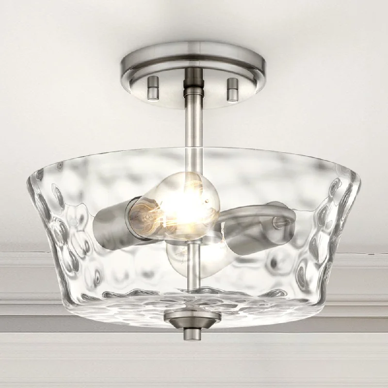 Industrial Exit Sign Lighting for Quick EvacuationUQL4429 Contemporary Indoor Ceiling Light, 9.75''H x 11.75''W x 11.75''D, Brushed Nickel Finish, Ravensburg Collection Industrial Exit Sign Lighting for Quick EvacuationUQL4429 Contemporary Indoor Ceiling Light, 9.75''H x 11.75''W x 11.75''D, Brushed Nickel Finish, Ravensburg Collection