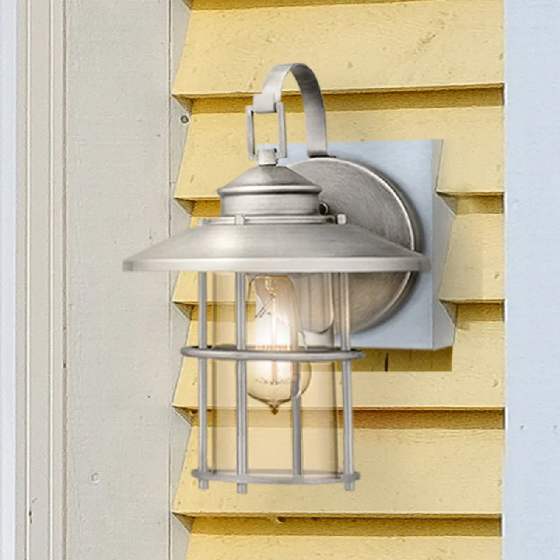 Industrial Task Lighting for Precision WorkstationsUQL1792 Coastal Outdoor Wall Sconce, 14.00''H x 9.50''W x 10.50''D, Antique Brushed Aluminum Finish, Ellendale Collection Industrial Task Lighting for Precision WorkstationsUQL1792 Coastal Outdoor Wall Sconce, 14.00''H x 9.50''W x 10.50''D, Antique Brushed Aluminum Finish, Ellendale Collection