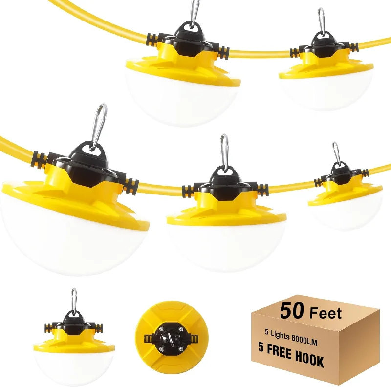 Industrial Lighting for Food Processing Factories65W LED Construction String Lights 50FT 8000LM 2 Prong Industrial Lighting for Food Processing Factories65W LED Construction String Lights 50FT 8000LM 2 Prong