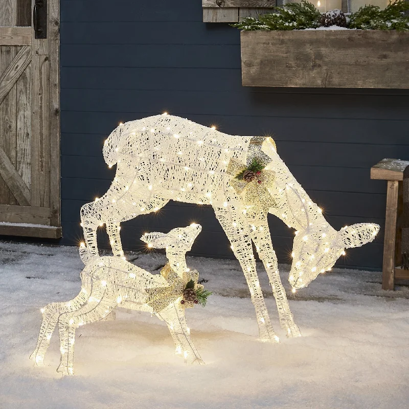 String Lights for Seasonal Decorations (Spring, Fall, etc.)72cm Harewood White Glitter Doe & Fawn LED Light Up Reindeer Duo String Lights for Seasonal Decorations (Spring, Fall, etc.)72cm Harewood White Glitter Doe & Fawn LED Light Up Reindeer Duo