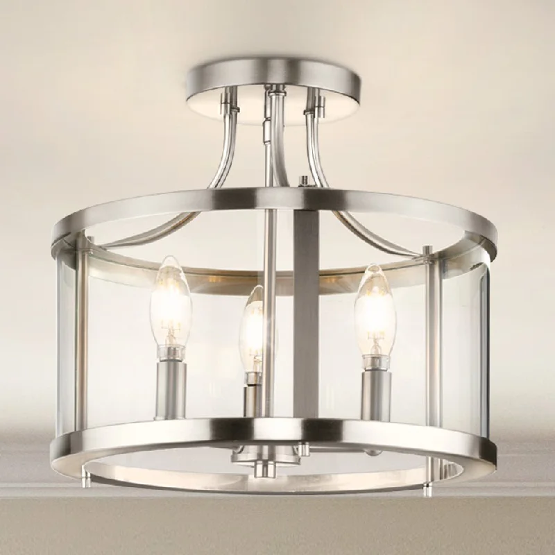 Durable Industrial Lighting for Harsh EnvironmentsUHP4591 Modern Farmhouse Indoor Ceiling Light, 12-1/8''H x 13"W x 13''D, Brushed Nickel Finish, Siegen Collection Durable Industrial Lighting for Harsh EnvironmentsUHP4591 Modern Farmhouse Indoor Ceiling Light, 12-1/8''H x 13"W x 13''D, Brushed Nickel Finish, Siegen Collection