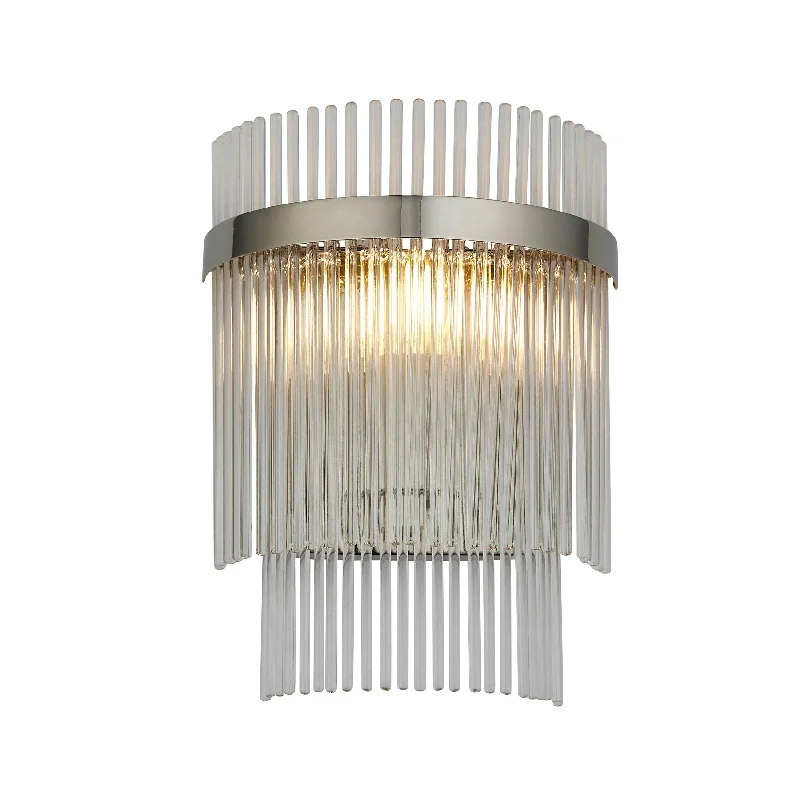 marble wall lamps with luxurious veining for high - end living spacesMarietta Nickel Wall Light - Glass Rod Shade marble wall lamps with luxurious veining for high - end living spacesMarietta Nickel Wall Light - Glass Rod Shade