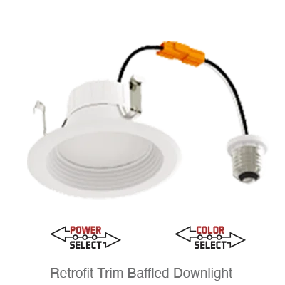 Recessed lights for small bedrooms to maximize spaceAviva 5/6 Inch LED Baffled Down Light Retrofit, 1,240 Lumens, Wattage Selectable 8W/10W/14W, 120V, CCT Selectable: 2700K/3000K/3500K/4000K/5000K