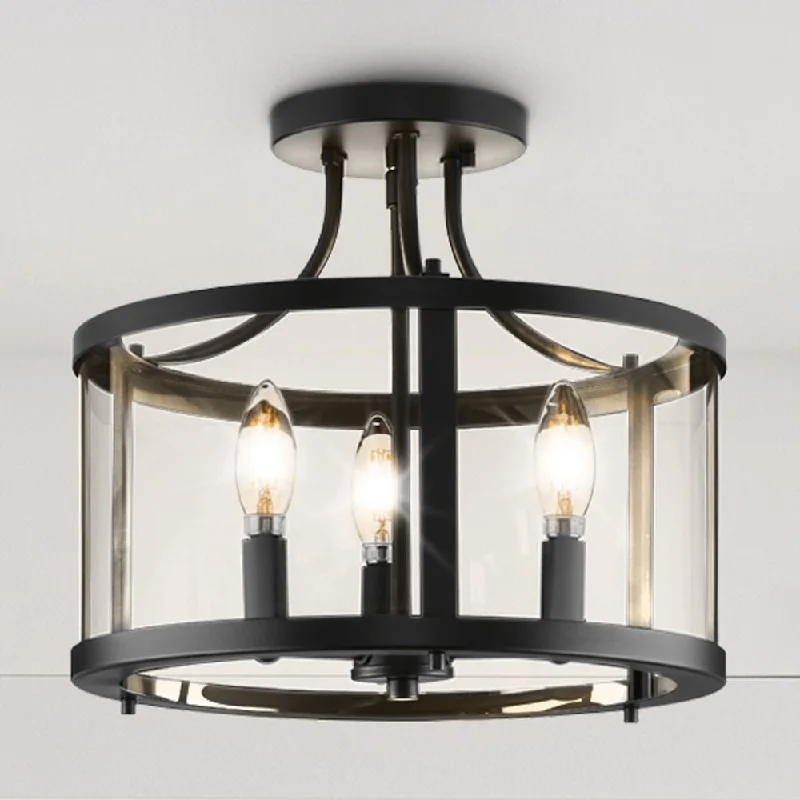 Adjustable Industrial Lighting for Flexible IlluminationUHP4593 Modern Farmhouse Indoor Ceiling Light, 12-1/8''H x 13"W x 13''D, Matte Black Finish, Siegen Collection Adjustable Industrial Lighting for Flexible IlluminationUHP4593 Modern Farmhouse Indoor Ceiling Light, 12-1/8''H x 13"W x 13''D, Matte Black Finish, Siegen Collection