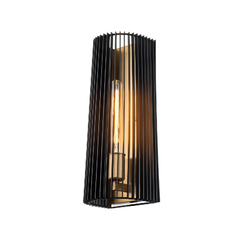 ceramic wall lamps with hand - painted designs for an artistic touchLinara Wall Light - Black & Natural Brass