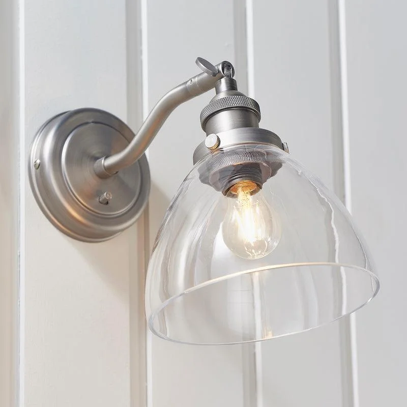 fabric wall lamps with a linen shade for a relaxed and breathable atmosphereEndon Hansen Brushed Silver Wall Light - Open Box fabric wall lamps with a linen shade for a relaxed and breathable atmosphereEndon Hansen Brushed Silver Wall Light - Open Box