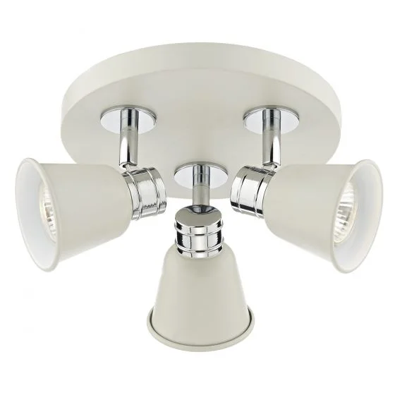 Fry 3Lt Plate Spotlight - Cream Polished Chrome/Black & Rose Gold