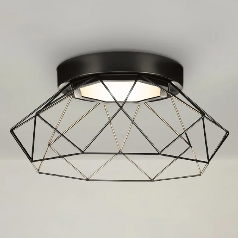 Dimmable Industrial Lighting for Ambiance ControlUHP4580 Minimalist Indoor Ceiling Light, 8''H x 18"W x 18''D, Matte Black Finish, Herne Collection Dimmable Industrial Lighting for Ambiance ControlUHP4580 Minimalist Indoor Ceiling Light, 8''H x 18"W x 18''D, Matte Black Finish, Herne Collection
