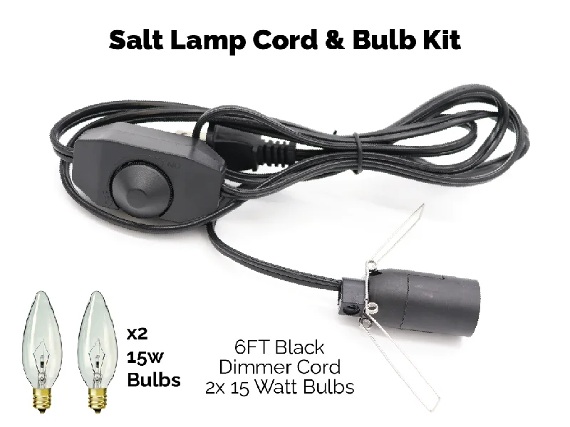 Salt Lamps for Reading Nooks to Create a Relaxing SpaceUL Listed Lamp Cord w/ Dimmer Switch 6FT Black Cord w/ 2x 15W Bulbs Kit Salt Lamps for Reading Nooks to Create a Relaxing SpaceUL Listed Lamp Cord w/ Dimmer Switch 6FT Black Cord w/ 2x 15W Bulbs Kit