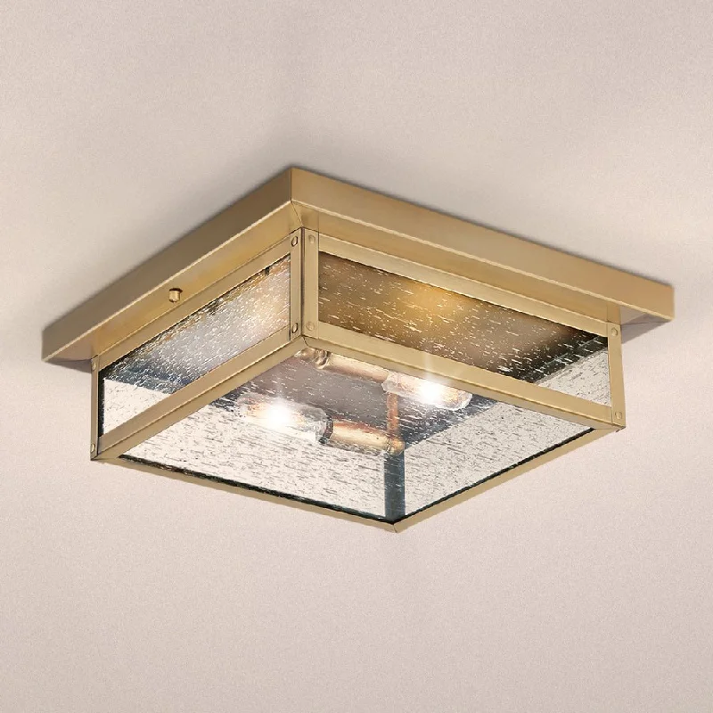 Durable Industrial Lighting for Harsh EnvironmentsUQL5163 Modern Farmhouse Indoor Ceiling Light, 4.00''H x 12.00''W x 12.00''D, Antique Brass Finish, Quincy Collection Durable Industrial Lighting for Harsh EnvironmentsUQL5163 Modern Farmhouse Indoor Ceiling Light, 4.00''H x 12.00''W x 12.00''D, Antique Brass Finish, Quincy Collection