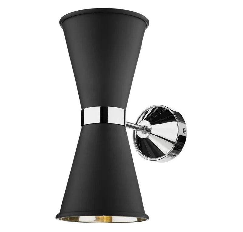 gothic style wall lamps with dark finishes for a mysterious libraryHyde Chrome and Black Double Wall Light - ID 10121 gothic style wall lamps with dark finishes for a mysterious libraryHyde Chrome and Black Double Wall Light - ID 10121