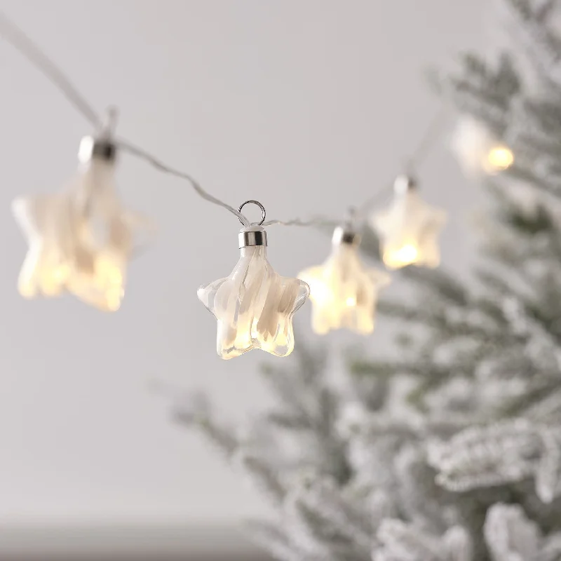 String Lights with Multicolored Bulbs for Festive OccasionsWhite Detail Glass LED Star String Lights String Lights with Multicolored Bulbs for Festive OccasionsWhite Detail Glass LED Star String Lights