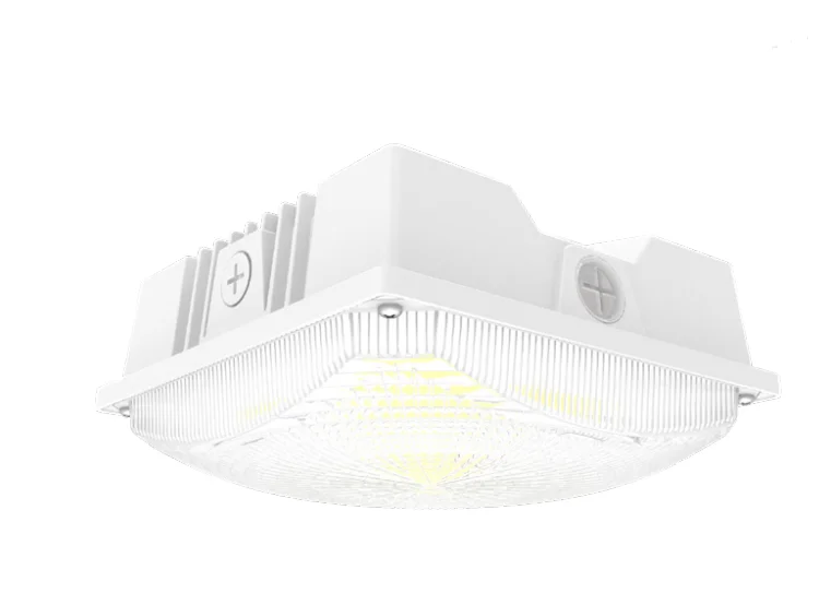 Waterproof recessed lights for bathroom ceiling installation8" Square LED Canopy Light With Photocell, 20W/30W/40W Selectable, 5600 Lumens, 120-277V, CCT Selectable 3000K/4000K/5000K, White Finish