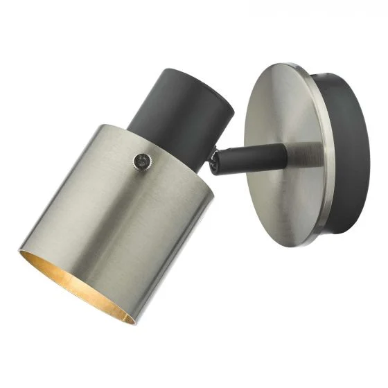 Ryan Single Wall Spotlight - Brushed Nickel/Matt Black
