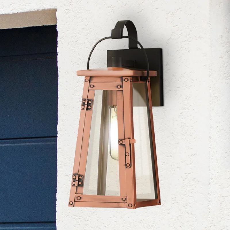 Industrial Lighting for Woodworking FactoriesUQL10050 Vintage Outdoor Wall Sconce, 14''H x 5.25''W x 6.25''D, Aged Copper Finish, Oslo Collection Industrial Lighting for Woodworking FactoriesUQL10050 Vintage Outdoor Wall Sconce, 14''H x 5.25''W x 6.25''D, Aged Copper Finish, Oslo Collection