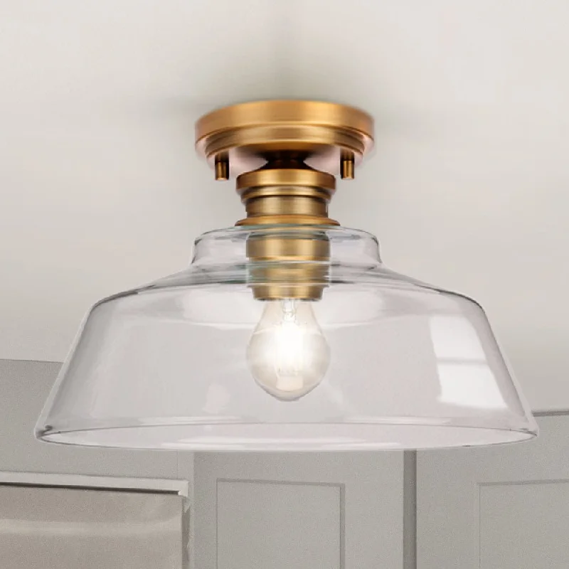 Industrial Lighting for Furniture FactoriesUHP4886 Transitional Indoor Ceiling Light, 8-1/2''H x 14"W x 14''D, Vintage Brass Finish, Lubbock Collection Industrial Lighting for Furniture FactoriesUHP4886 Transitional Indoor Ceiling Light, 8-1/2''H x 14"W x 14''D, Vintage Brass Finish, Lubbock Collection
