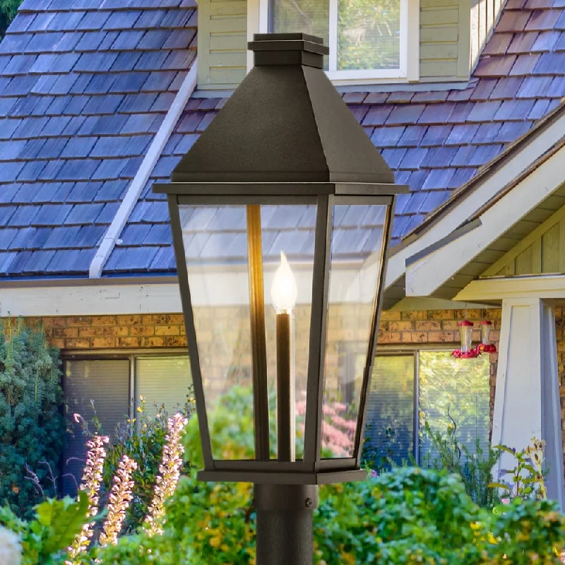 Waterproof Industrial Lighting for Wet AreasUHP1480 Tudor Outdoor Post Light, 26-1/2''H x 9-1/4"W x 9-1/4''D, Textured Black Finish, Helena Collection Waterproof Industrial Lighting for Wet AreasUHP1480 Tudor Outdoor Post Light, 26-1/2''H x 9-1/4"W x 9-1/4''D, Textured Black Finish, Helena Collection