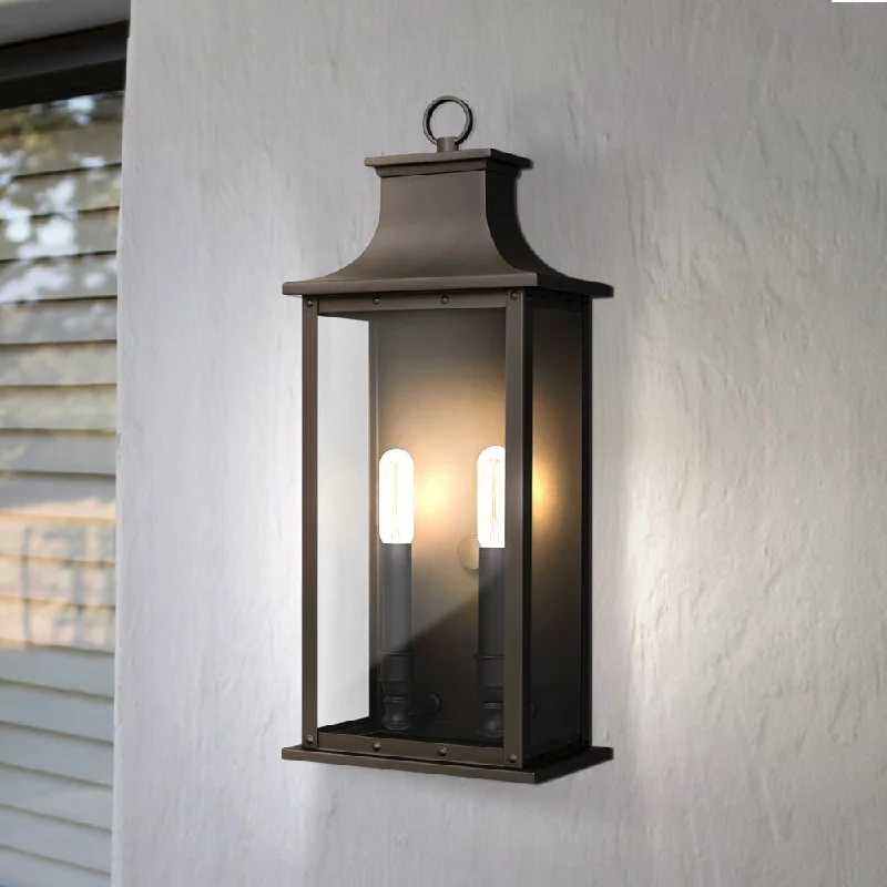 Industrial Area Lighting for Large Open SpacesUQL1720 Classic Outdoor Wall Sconce, 19.50''H x 8.25''W x 6.50''D, Old Bronze Finish, Halle Collection Industrial Area Lighting for Large Open SpacesUQL1720 Classic Outdoor Wall Sconce, 19.50''H x 8.25''W x 6.50''D, Old Bronze Finish, Halle Collection