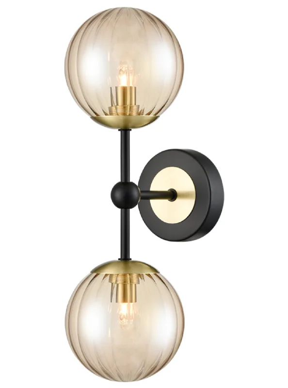 metal wall lamps with a matte black finish for a sleek and modern lookSOL Satin Brass & Ribbed Amber Glass Wall Light - ID 13260 metal wall lamps with a matte black finish for a sleek and modern lookSOL Satin Brass & Ribbed Amber Glass Wall Light - ID 13260