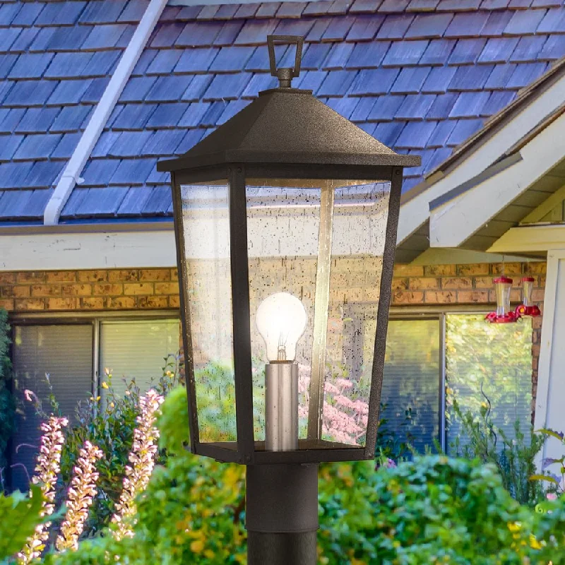 Industrial Task Lighting for Precision WorkstationsUQL1874 Modern Rustic Outdoor Post Light, 22.00''H x 9.25''W x 9.25''D, Mottled Black Finish, Elmwood Collection Industrial Task Lighting for Precision WorkstationsUQL1874 Modern Rustic Outdoor Post Light, 22.00''H x 9.25''W x 9.25''D, Mottled Black Finish, Elmwood Collection