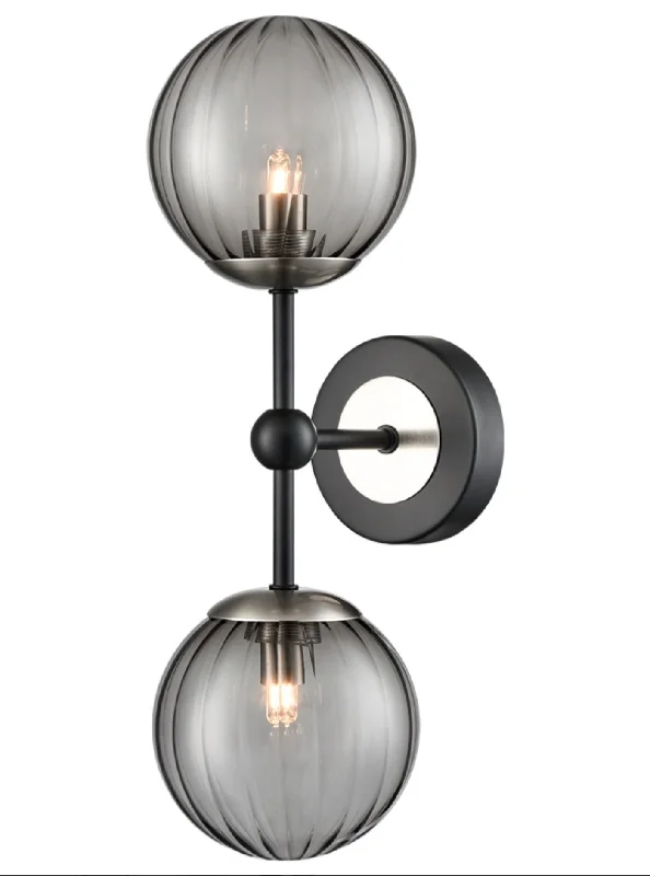 gothic style wall lamps with dark finishes for a mysterious librarySOL Satin Nickel & Ribbed Smoked Glass Wall Light - ID 13263 gothic style wall lamps with dark finishes for a mysterious librarySOL Satin Nickel & Ribbed Smoked Glass Wall Light - ID 13263