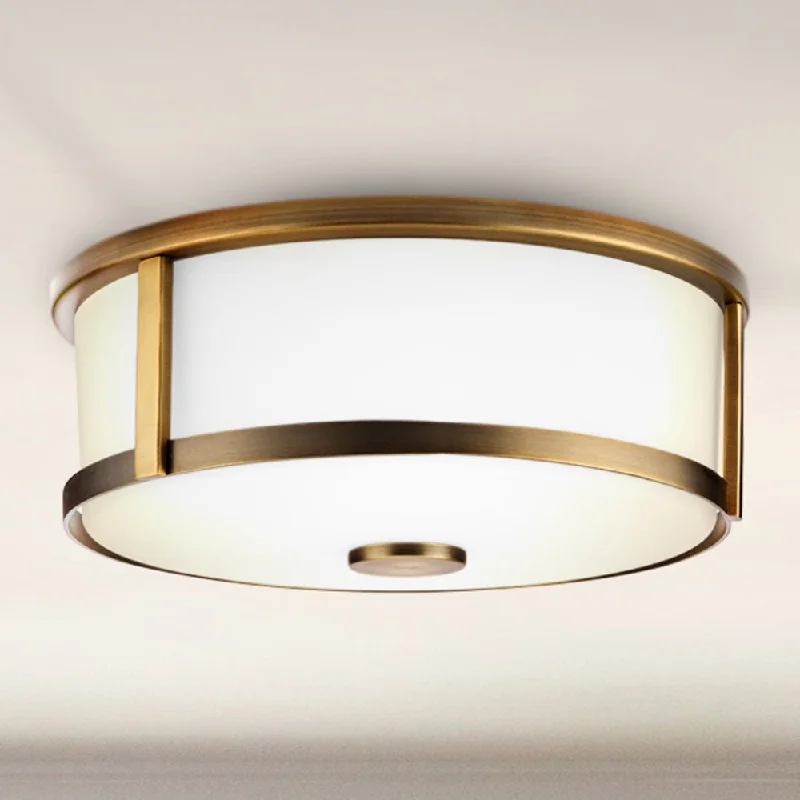 Industrial Task Lighting for Precision WorkstationsUHP4598 Modern Farmhouse Indoor Ceiling Light, 4-5/8''H x 12-5/8"W x 12-5/8''D, Vintage Brass Finish, Siegen Collection Industrial Task Lighting for Precision WorkstationsUHP4598 Modern Farmhouse Indoor Ceiling Light, 4-5/8''H x 12-5/8"W x 12-5/8''D, Vintage Brass Finish, Siegen Collection