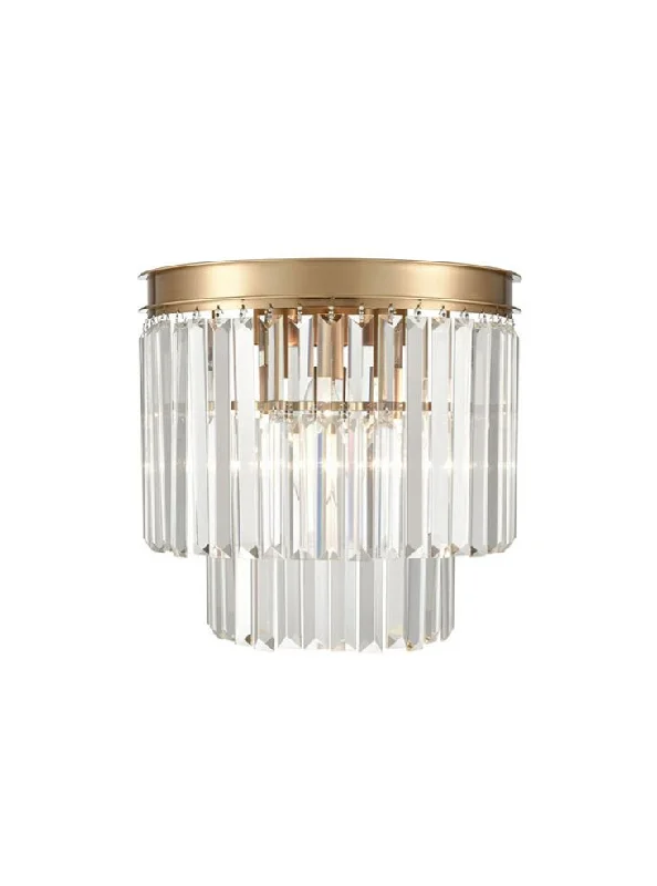 art deco wall lamps with geometric patterns for a retro - inspired bathroomPERO Semi-Circular Brushed Brass Metal & Crystal Wall Light - ID 12868 art deco wall lamps with geometric patterns for a retro - inspired bathroomPERO Semi-Circular Brushed Brass Metal & Crystal Wall Light - ID 12868