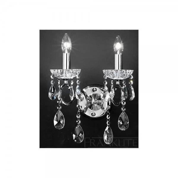 art deco wall lamps with geometric patterns for a retro - inspired bathroomFranklite CHIFFON Polished Chrome & Crystal Wall Light - ID 942 - EX-DISPLAY art deco wall lamps with geometric patterns for a retro - inspired bathroomFranklite CHIFFON Polished Chrome & Crystal Wall Light - ID 942 - EX-DISPLAY