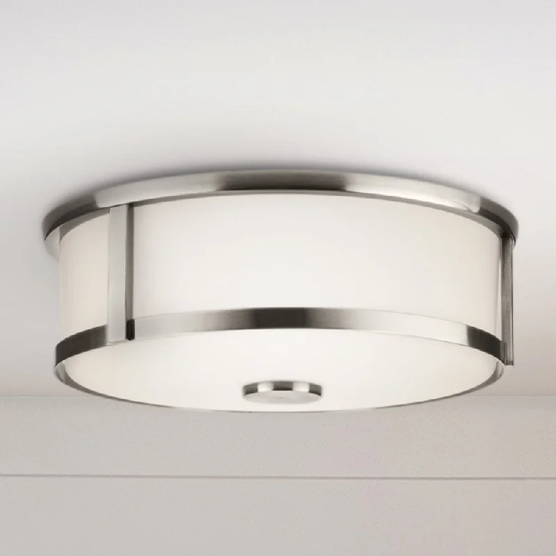 Industrial Lighting for Furniture FactoriesUHP4597 Modern Farmhouse Indoor Ceiling Light, 4-5/8''H x 12-5/8"W x 12-5/8''D, Brushed Nickel Finish, Siegen Collection Industrial Lighting for Furniture FactoriesUHP4597 Modern Farmhouse Indoor Ceiling Light, 4-5/8''H x 12-5/8"W x 12-5/8''D, Brushed Nickel Finish, Siegen Collection