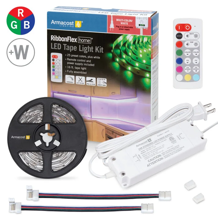 Recessed lights for pet - friendly homes with durable constructionRibbonFlex Home RGBW Hardwire LED Strip Light Tape, 24V, 1500 Lumens, 24W, 3000K Recessed lights for pet - friendly homes with durable constructionRibbonFlex Home RGBW Hardwire LED Strip Light Tape, 24V, 1500 Lumens, 24W, 3000K