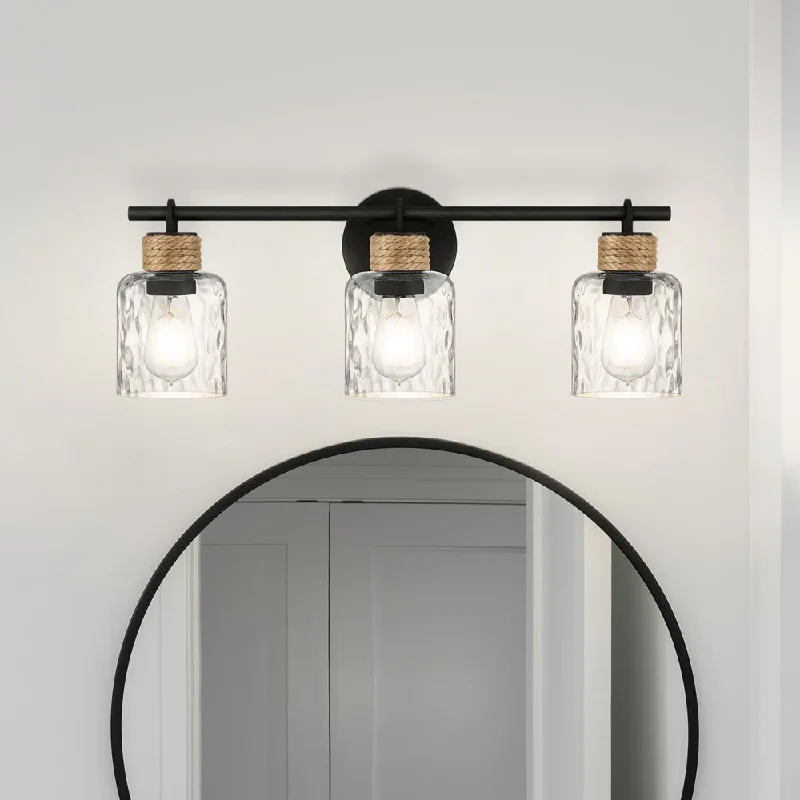 Industrial Lighting for Textile MillsUQL4520 Coastal Indoor Bath Light, 9.25''H x 24.00''W x 5.75''D, Matte Black Finish, Lancaster Collection Industrial Lighting for Textile MillsUQL4520 Coastal Indoor Bath Light, 9.25''H x 24.00''W x 5.75''D, Matte Black Finish, Lancaster Collection