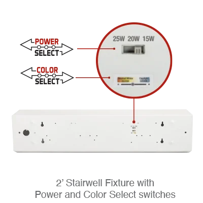 Recessed lights for retail store display areas2 Foot LED Stairwell Light, 3150 Lumens, 15W/20W/25W Selectable, 120-277V, CCT Selectable 3500K/4000K/5000K Recessed lights for retail store display areas2 Foot LED Stairwell Light, 3150 Lumens, 15W/20W/25W Selectable, 120-277V, CCT Selectable 3500K/4000K/5000K