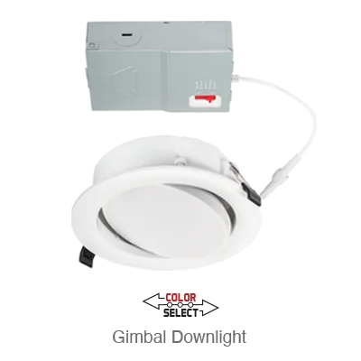 Sound - activated recessed lights for home theatersCirca 6 Inch LED Gimbal Down Light, 1,050 Lumens, 12W, 120V, CCT Selectable: 2700K/3000K/3500K/4000K/5000K